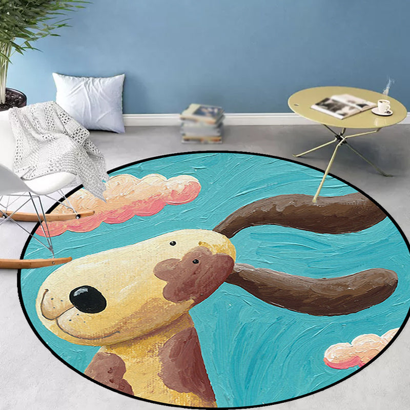 BowLift | Kids' bedroom rug in blue animal dog cloud pattern rug polyester machine washable rug