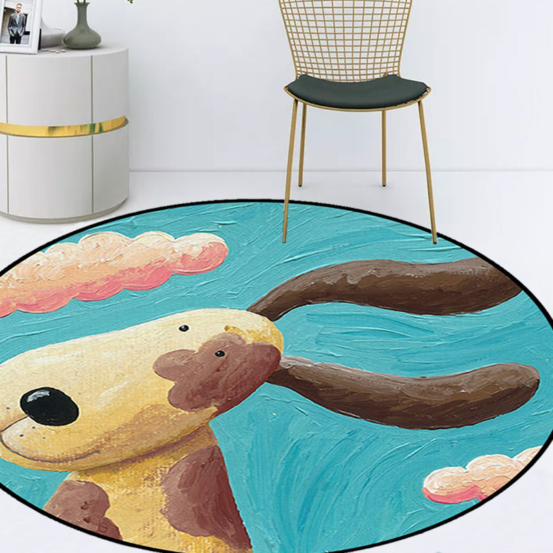 BowLift | Kids' bedroom rug in blue animal dog cloud pattern rug polyester machine washable rug