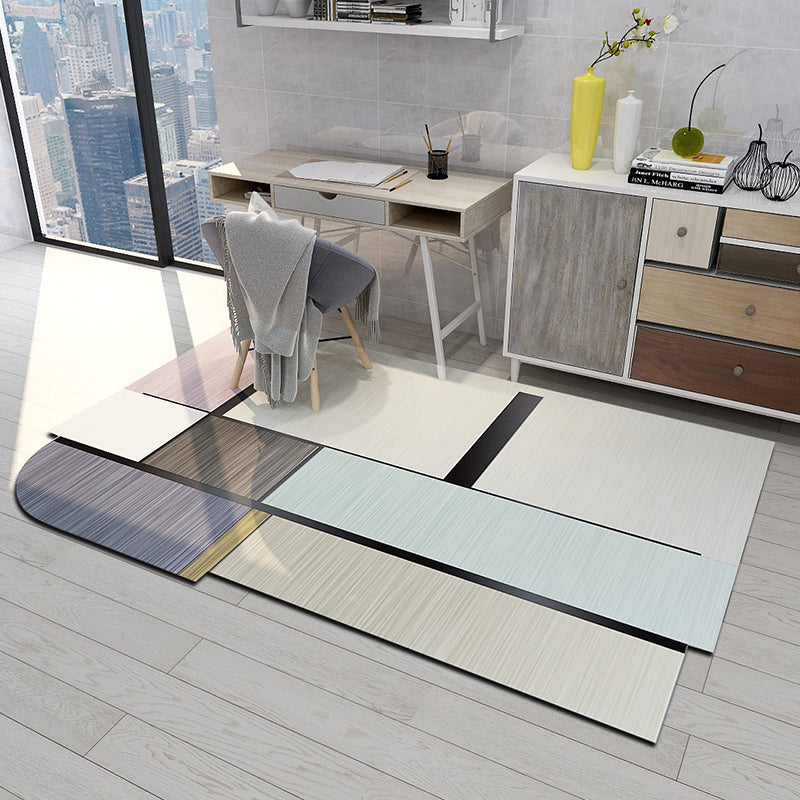 BowLift | Irregular Bedroom Rug in Green and Pink Modern Color Block Arch Pattern Area Rug Polyester Washable Carpet