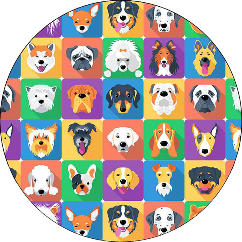 BowLift | Children's room carpet in brown and pink animal dog cat print carpet polyester non-slip back carpet