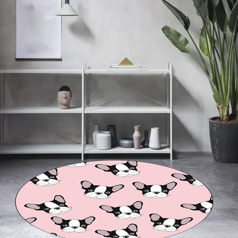 BowLift | Children's room carpet in brown and pink animal dog cat print carpet polyester non-slip back carpet