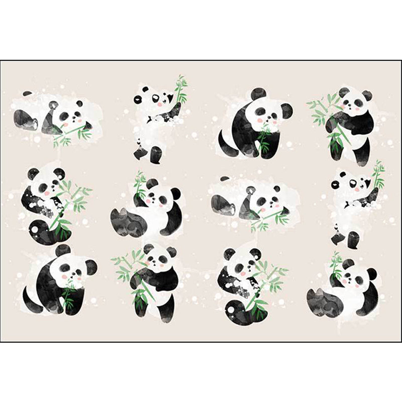 BowLift | Ivory Kids Room Rug Kids Animal Panda Bird Pattern Rug Polyester Non-Slip Machine Washable Rug