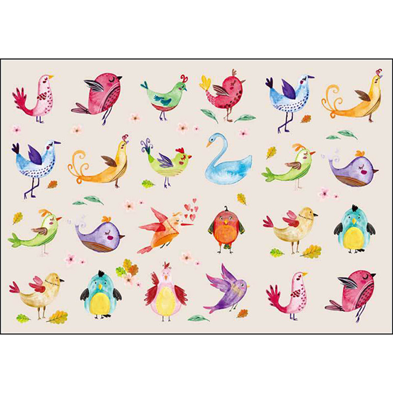 BowLift | Ivory Kids Room Rug Kids Animal Panda Bird Pattern Rug Polyester Non-Slip Machine Washable Rug