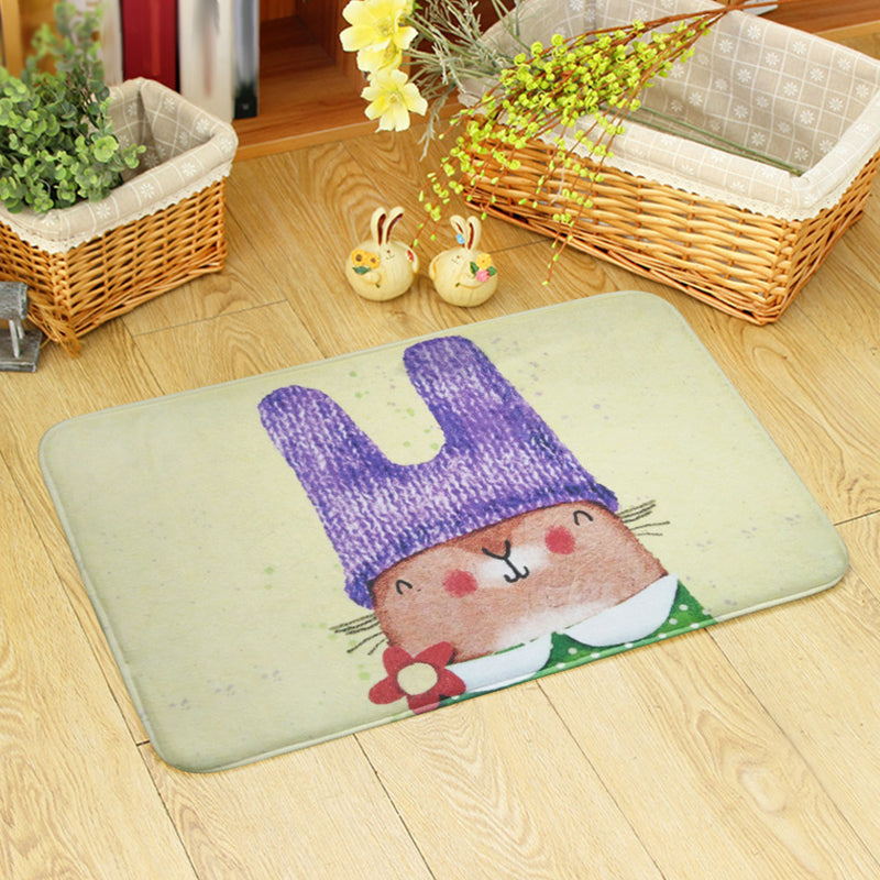 BowLift | Blue and green children's room rug children's animals bear rabbit bee pattern rug polyester machine washable rug