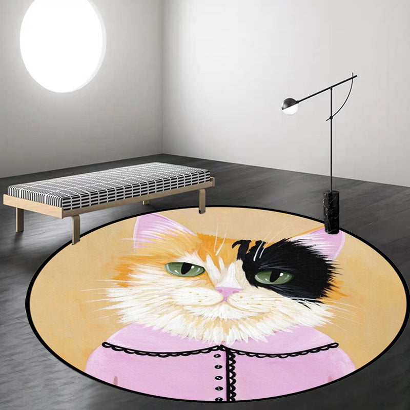 BowLift | Kids Bedroom Carpet in Green and Blue Animal Cat Glass Print Carpet Polyester Pet-Friendly Area Rug