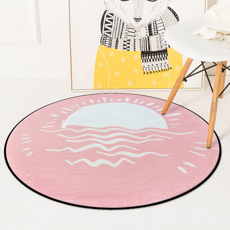 BowLift | Simple children's dress in pink and blue fairy tale rainy sunset moon pattern rug polyester washable carpet for children's room