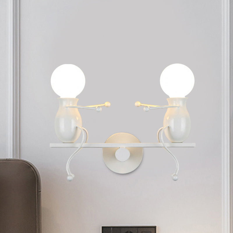 BowLift | Black/White/Red Childish Wall-Mounted Lamp Kids 2 Heads Metal Wall Light with Swing Arm