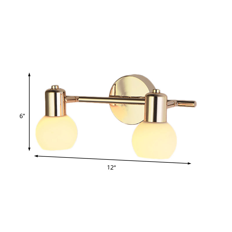 BowLift | 2/3 Bulb Wall Sconce Lighting with Bubble Shade Milk Glass Modern Bedroom Light Fixture in Brass