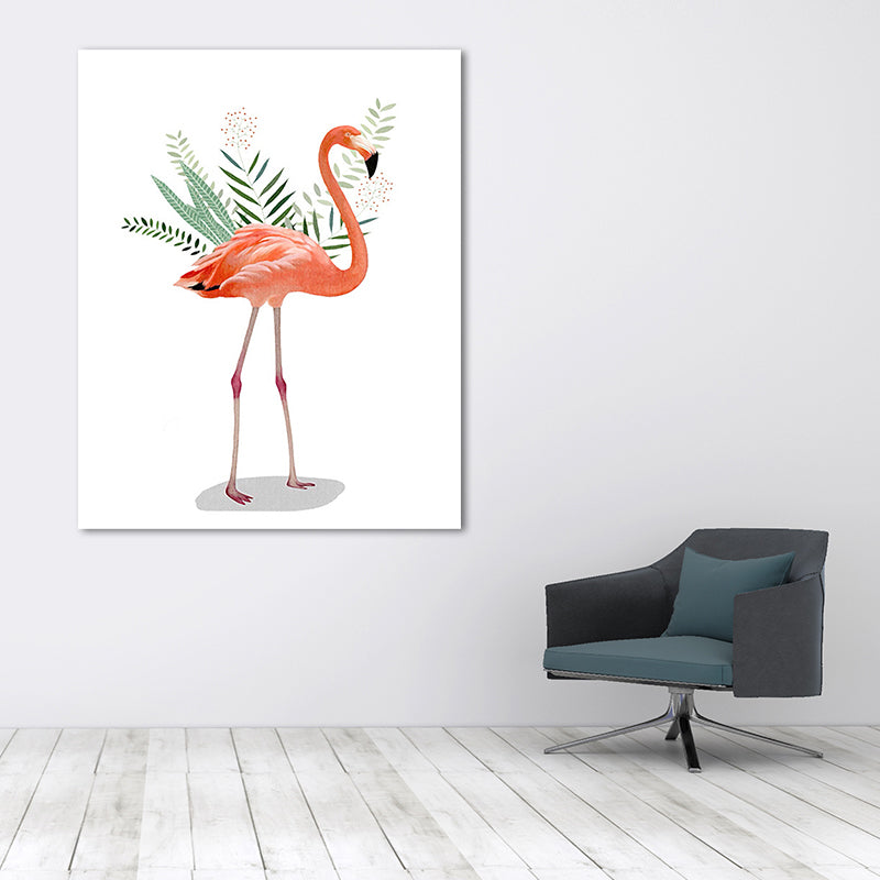 BowLift | Flamingo and leaves wrapped canvas pink tropical wall decoration for sign room