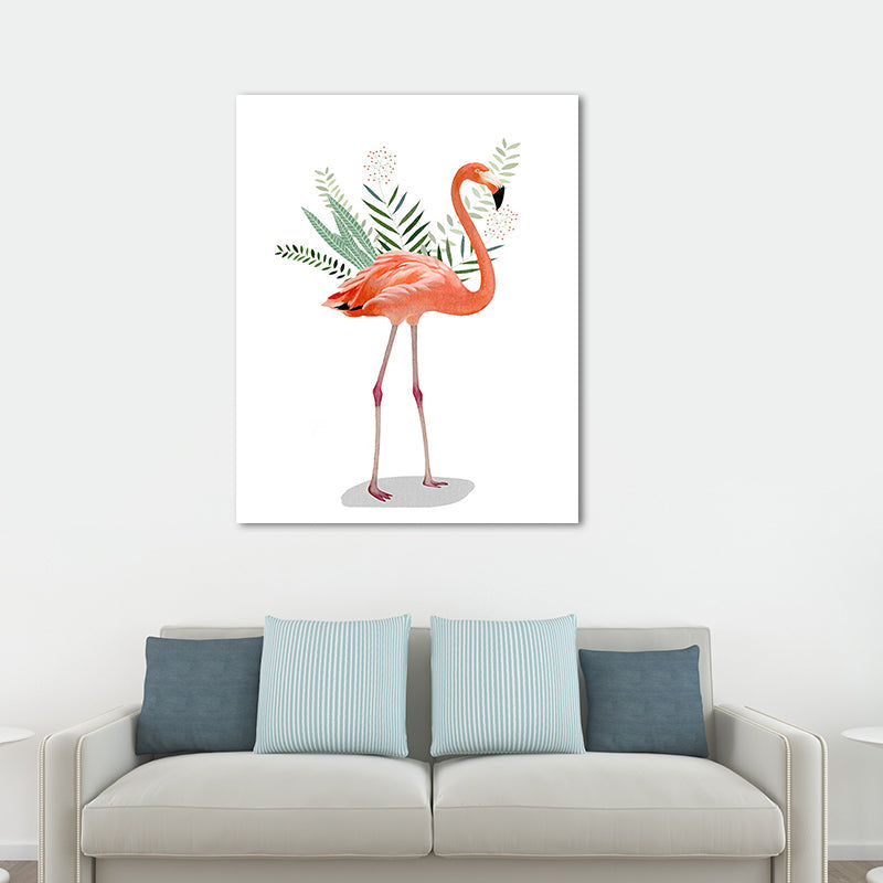 BowLift | Flamingo and leaves wrapped canvas pink tropical wall decoration for sign room