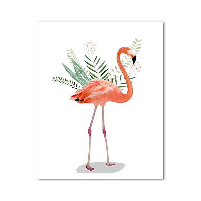 BowLift | Flamingo and leaves wrapped canvas pink tropical wall decoration for sign room