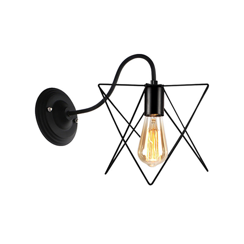 BowLift | Black 1 Head Wall Lamp Vintage Industrial Metal Bottle/Rectangular Wall Light Wall Lamp with Wire Frame for Café