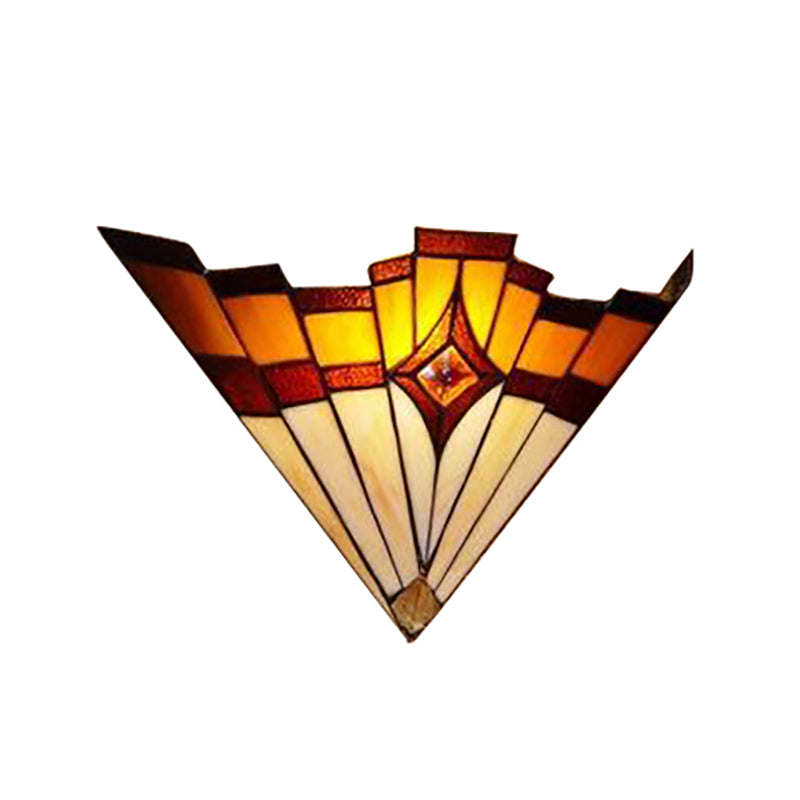 BowLift | Mission Style Triangle Wall Lamp Etched Glass 1 Light Indoor Wall Lighting for Hall