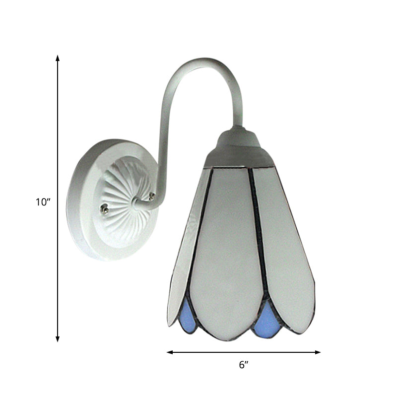 BowLift | Lily Wall Lamp 1 Head White Glass Tiffany Wall Mounted Light for Bedroom