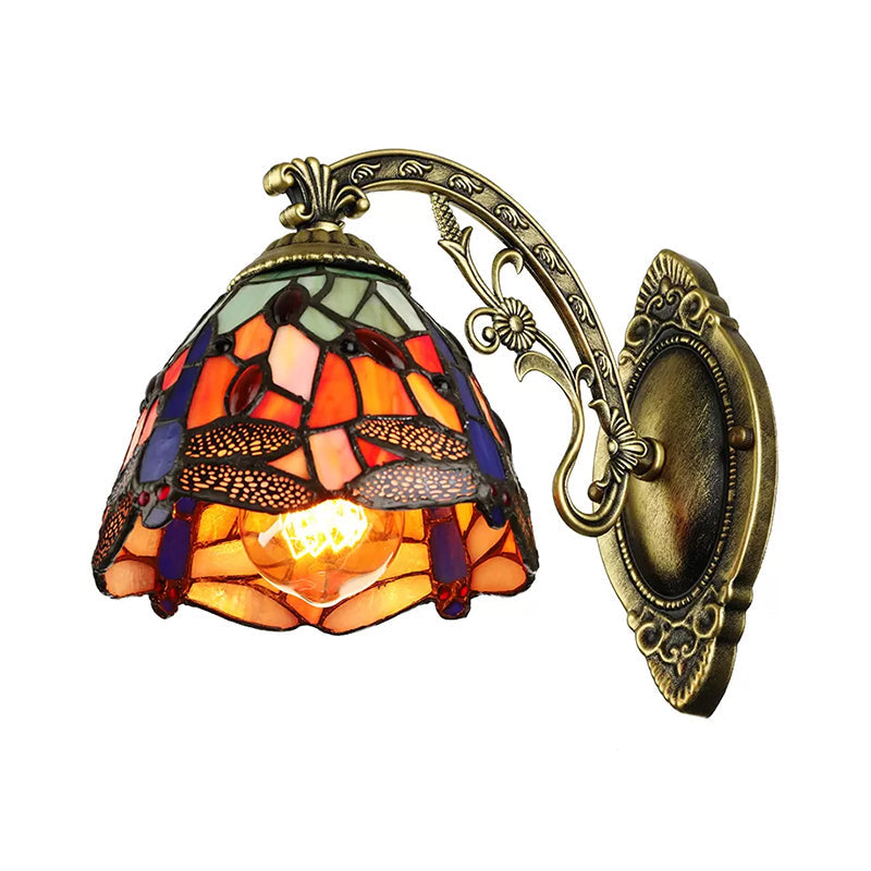 BowLift | Lodge Style Dragonfly Wall Mount Light Woven Glass Multicolor Wall Lamp Lighting