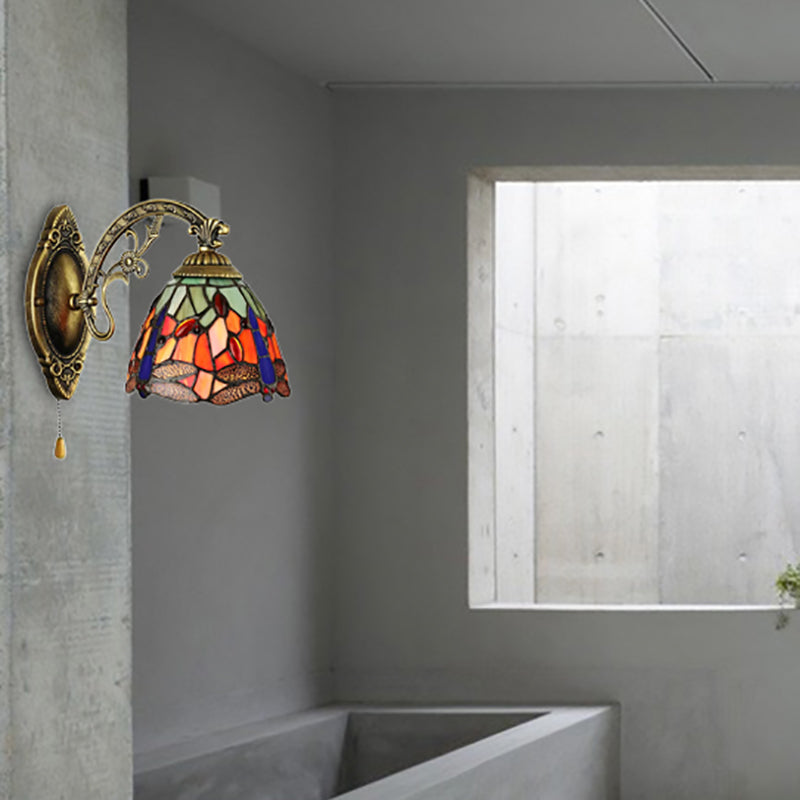 BowLift | Lodge Style Dragonfly Wall Mount Light Woven Glass Multicolor Wall Lamp Lighting