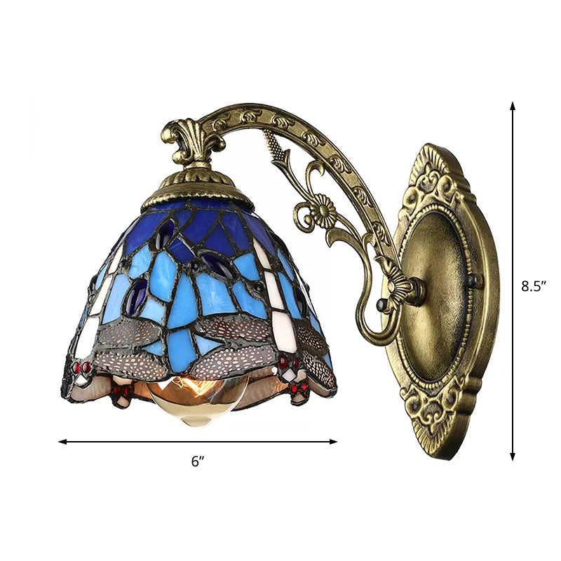 BowLift | Lodge Style Dragonfly Wall Mount Light Woven Glass Multicolor Wall Lamp Lighting