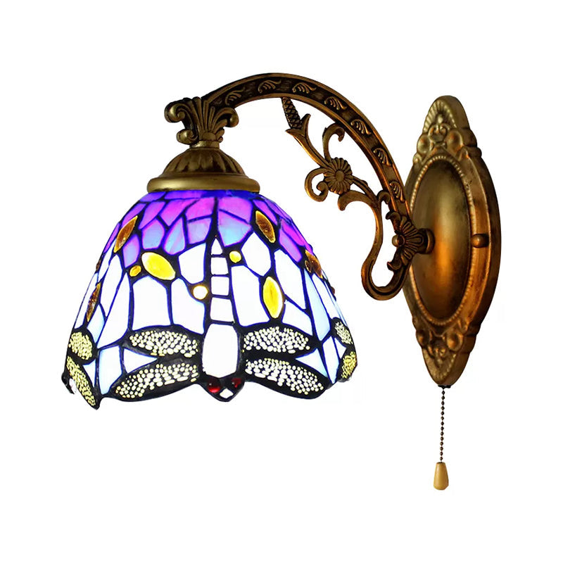 BowLift | Lodge Style Dragonfly Wall Mount Light Woven Glass Multicolor Wall Lamp Lighting