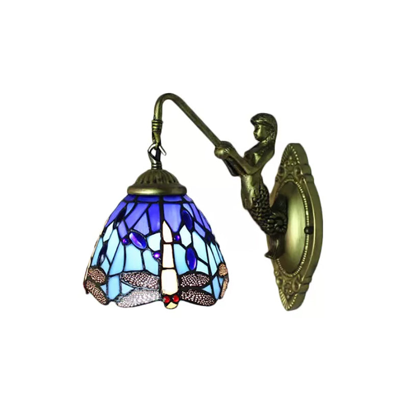 BowLift | Lodge Style Dragonfly Wall Mount Light Woven Glass Multicolor Wall Lamp Lighting