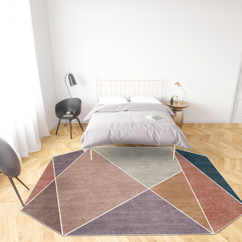 BowLift | Blue and Brown Irregular Rug Bedroom Novelty Color Block Pattern Area Rug Polyester Pet-Friendly Rug