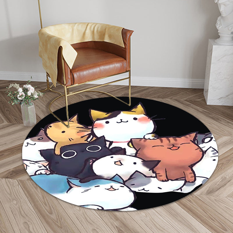 BowLift | Kids children's room carpet in black and white animal cat print carpet polyester non-slip back carpet