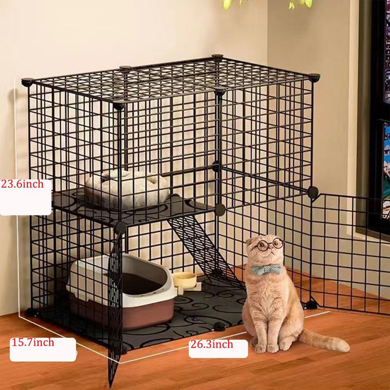 BowLift | 2-Tier Cat Cage for Small and Medium Cats DIY Cat Playpen Metal Kennel Indoor Cat Enclosures