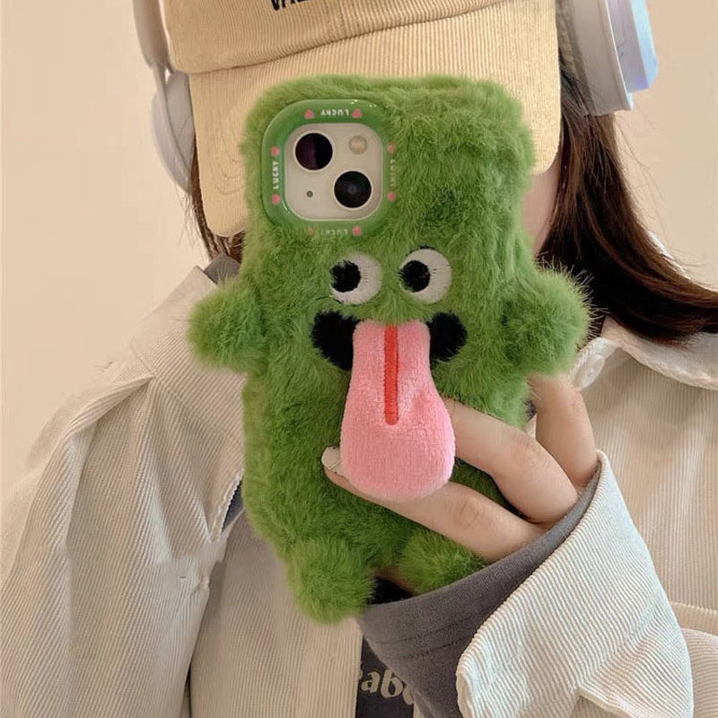 BowLift | Funny Tongue Sticking Out Plush Phone Case For iPhone