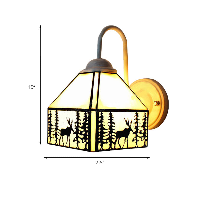 BowLift | Lodge Style Deer Wall Mounted Light Beige Glass 1 Light Wall Sconces Lighting for Living Room