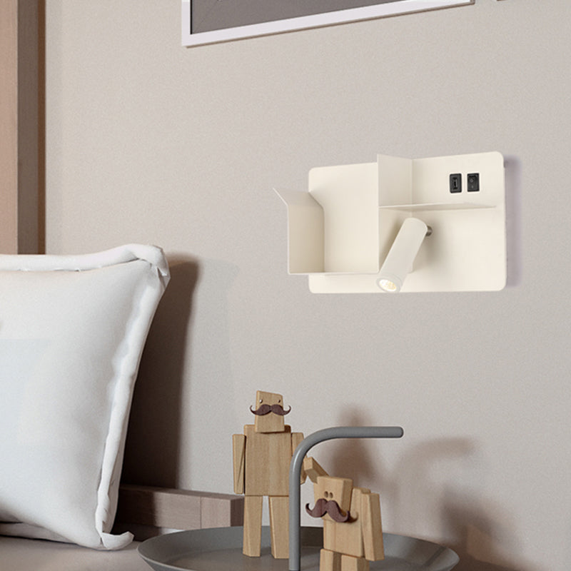 BowLift | Metallic Tube Wall Light Modernist Modernism Black/White LED Wall Light with Shelf Frame