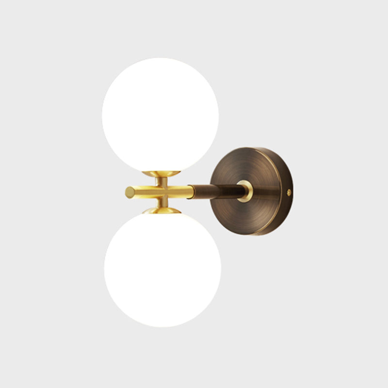BowLift | Brass Global LED Wall Lamp Light Mid Century 1/2 Bulbs White Glass Wall Light Fixture