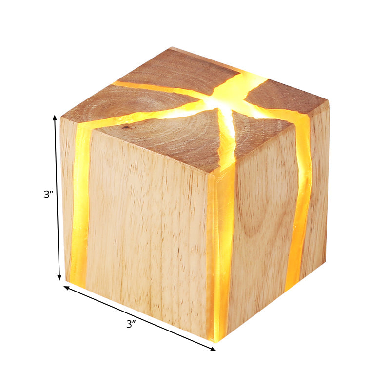 BowLift | Cube Wood LED Wall Light Ideas Contemporary 1-Light BurlyWood Wall Lamp
