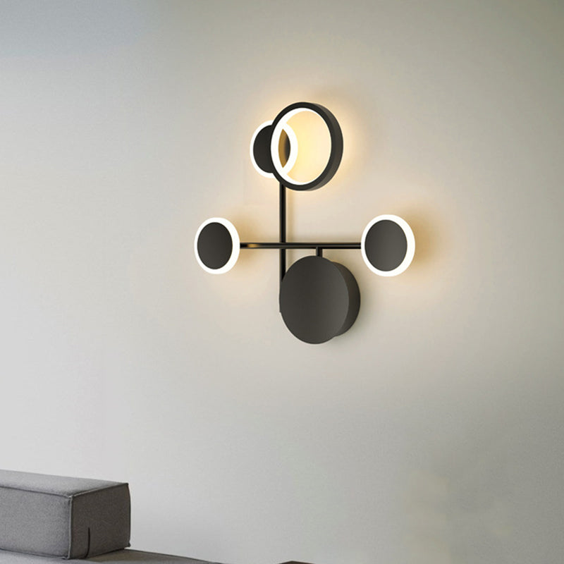 BowLift | Metallic Round LED Wall Light Lighting Contemporary 2/3/4 Light Wall Mount Lamp in Black