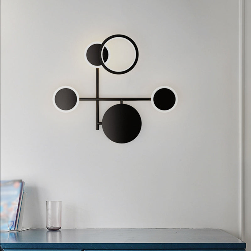 BowLift | Metallic Round LED Wall Light Lighting Contemporary 2/3/4 Light Wall Mount Lamp in Black