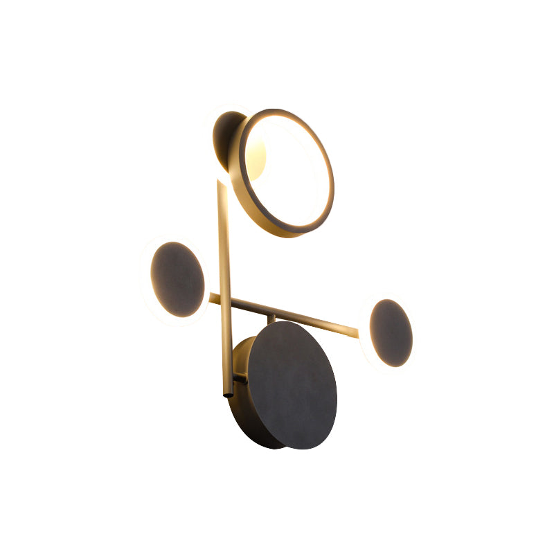 BowLift | Metallic Round LED Wall Light Lighting Contemporary 2/3/4 Light Wall Mount Lamp in Black