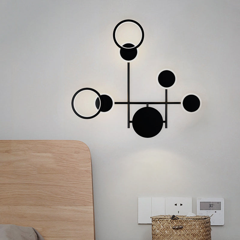 BowLift | Metallic Round LED Wall Light Lighting Contemporary 2/3/4 Light Wall Mount Lamp in Black