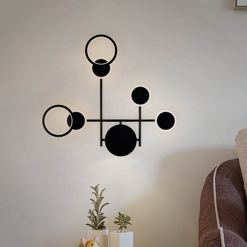 BowLift | Metallic Round LED Wall Light Lighting Contemporary 2/3/4 Light Wall Mount Lamp in Black