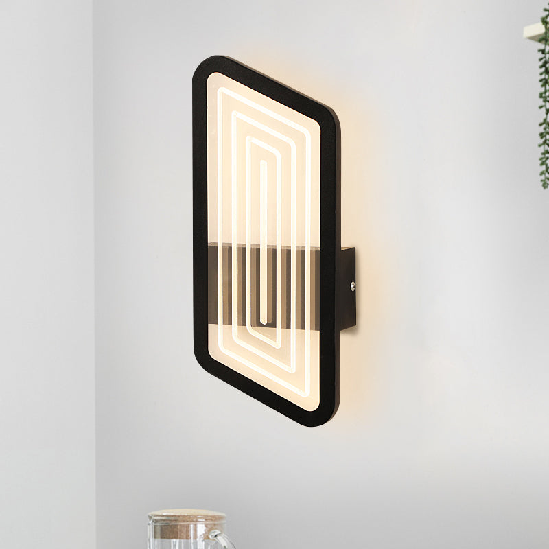 BowLift | Black/Gold Rectangular Wall Light Fixture Nordic Metal Wall Lamp Lighting in Warm/White Light, 12.5"/19.5" Wide