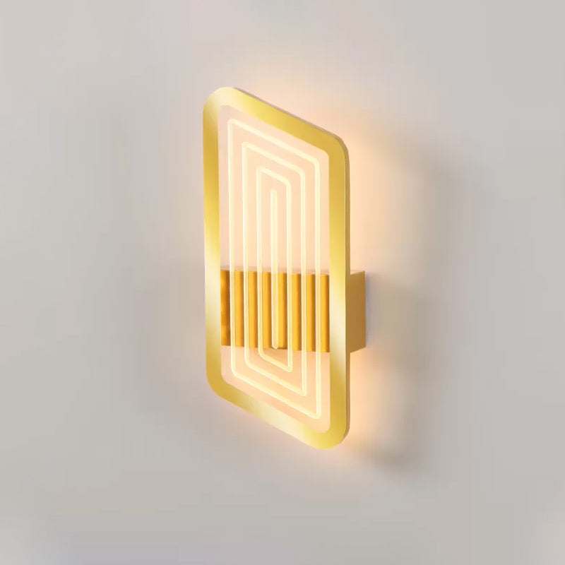 BowLift | Black/Gold Rectangular Wall Light Fixture Nordic Metal Wall Lamp Lighting in Warm/White Light, 12.5"/19.5" Wide
