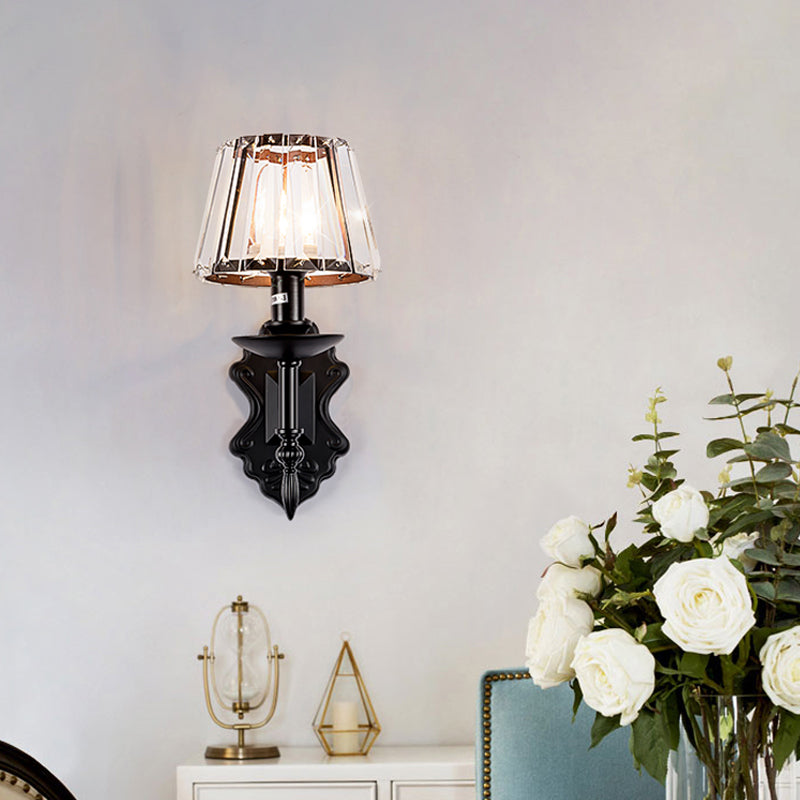 BowLift | Cone Wall Lamp Simple Crystal Prisms 1/2-Cup Black Wall Lamp with Candle Holder Design