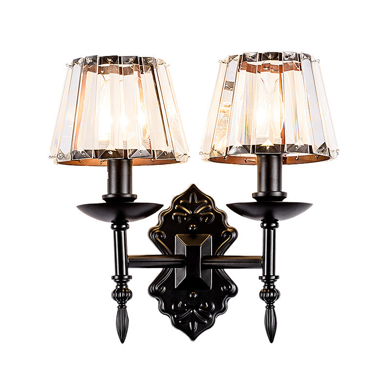 BowLift | Cone Wall Lamp Simple Crystal Prisms 1/2-Cup Black Wall Lamp with Candle Holder Design