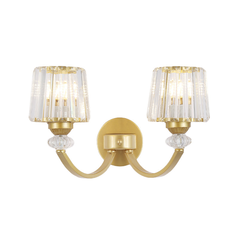 BowLift | Clear Crystal Frame Wall Light Modernist 1/2-Light Wall Mounted Lighting with Curved Arm in Black/Gold