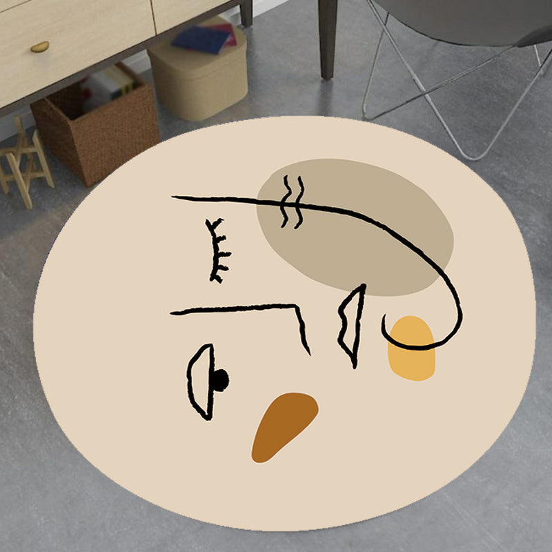 BowLift | Ivory Irregular Bedroom Rug Novelty Abstract Painting Pattern Area Rug Polyester Stain Resistant Rug