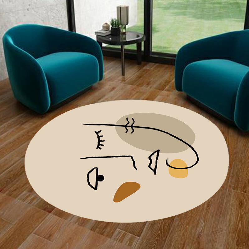 BowLift | Ivory Irregular Bedroom Rug Novelty Abstract Painting Pattern Area Rug Polyester Stain Resistant Rug