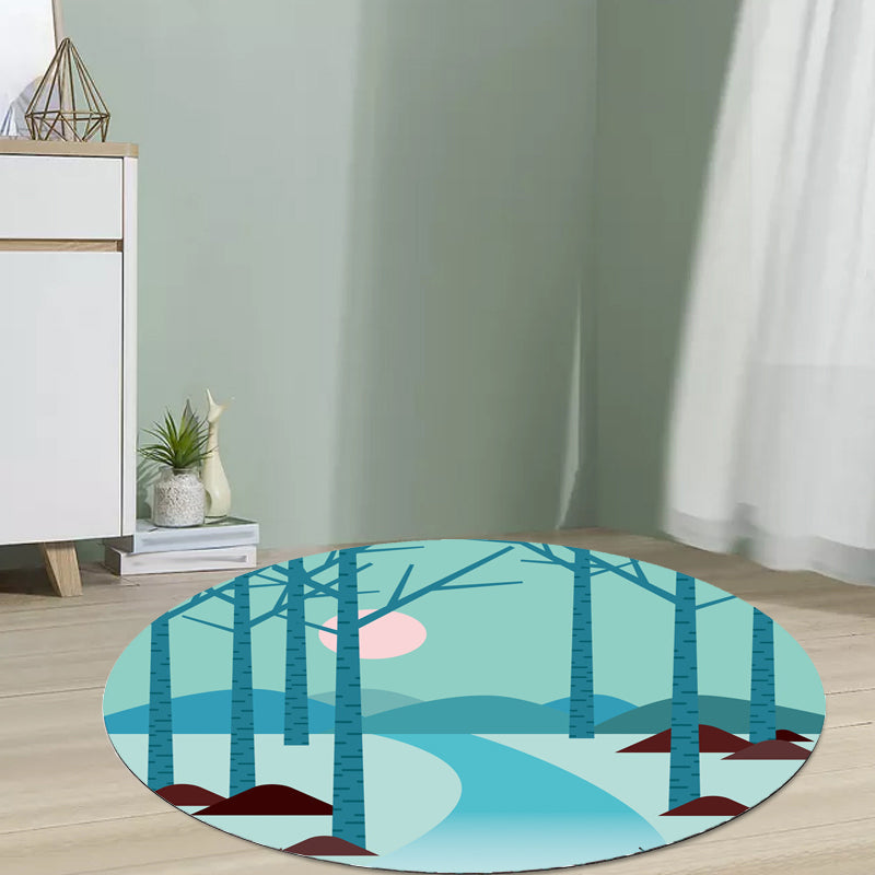 BowLift | Kids Road Pattern Rug Yellow and Blue Polyester Carpet Washable Pet Friendly Non-Slip Rug for Children's Room