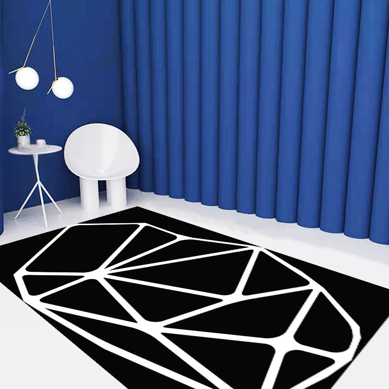 BowLift | Black and White Bedroom Carpet Contemporary Geometric Pattern Rug Leather Pet Friendly Non-Slip Area Rug