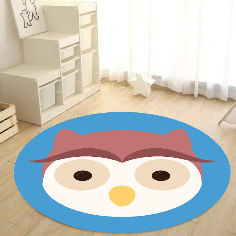 BowLift | Kids Cartoon Animal Pattern Rug Blue and Pink Polyester Rug Washable Pet Friendly Non-Slip Rug for the Children's Room