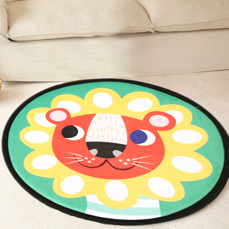 BowLift | Kids Cartoon Animal Pattern Rug Gray and Green Polyester Rug Washable Pet-Friendly Non-Slip Rug for Your Child's Bedroom