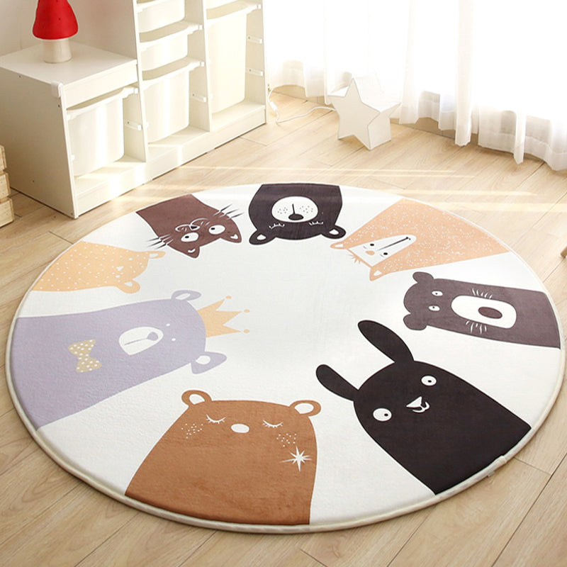 BowLift | Kids Cartoon Animal Pattern Rug Gray and Green Polyester Rug Washable Pet-Friendly Non-Slip Rug for Your Child's Bedroom