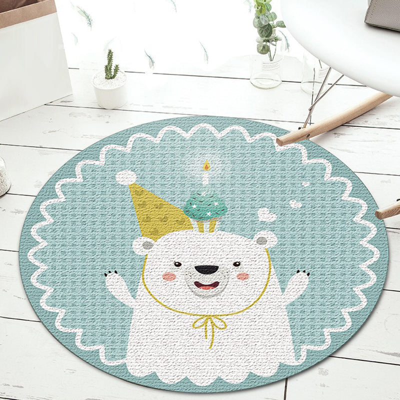 BowLift | Black and Green Children's Carpet Polyester Cartoon Animal and Flower Pattern Rug Pet Friendly Washable Non-Slip Backing Rug for Decoration