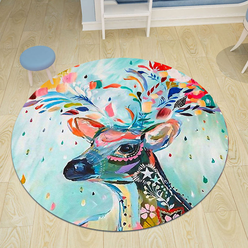 BowLift | Cute Cartoon Character Pattern Rug Pink Kids Rug Polyester Washable Pet Friendly Non-Slip Rug for the Nursery